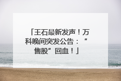 王石最新发声！万科晚间突发公告：“售股”回血！