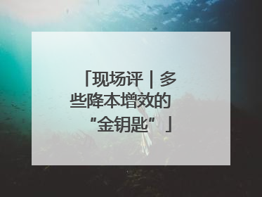 现场评｜多些降本增效的“金钥匙”