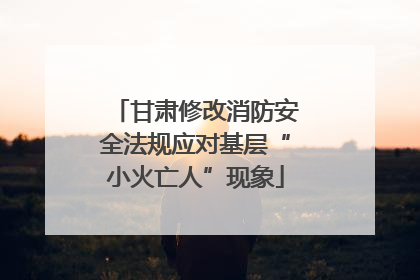 甘肃修改消防安全法规应对基层“小火亡人”现象