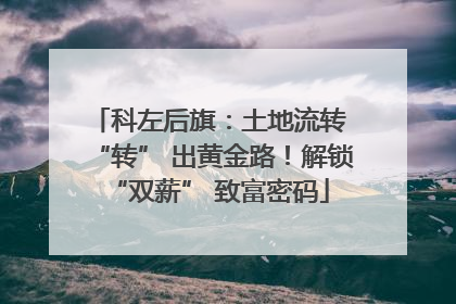 科左后旗：土地流转 “转” 出黄金路！解锁 “双薪” 致富密码