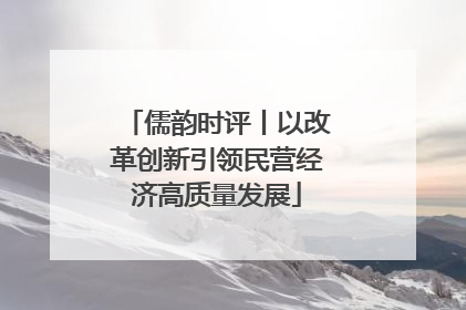 儒韵时评丨以改革创新引领民营经济高质量发展