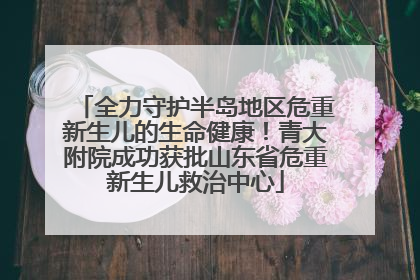 全力守护半岛地区危重新生儿的生命健康！青大附院成功获批山东省危重新生儿救治中心