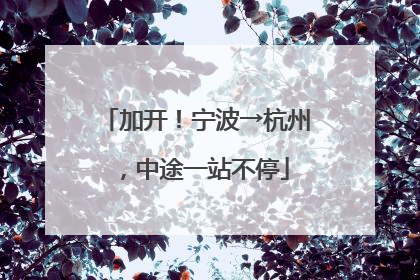 加开！宁波→杭州，中途一站不停