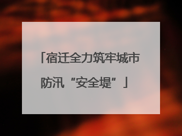 宿迁全力筑牢城市防汛“安全堤”