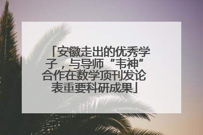 安徽走出的优秀学子，与导师“韦神”合作在数学顶刊发论表重要科研成果