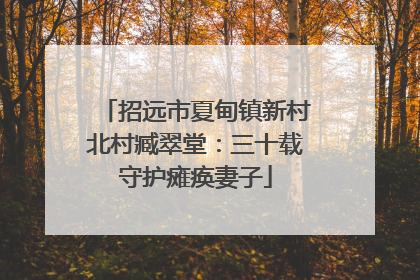 招远市夏甸镇新村北村臧翠堂：三十载守护瘫痪妻子