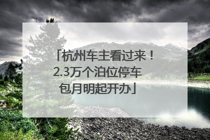 杭州车主看过来！2.3万个泊位停车包月明起开办