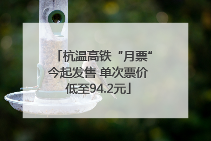 杭温高铁“月票”今起发售 单次票价低至94.2元