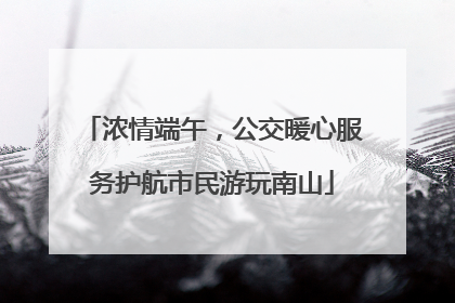 浓情端午，公交暖心服务护航市民游玩南山