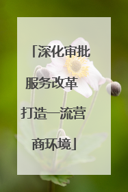 深化审批服务改革 打造一流营商环境