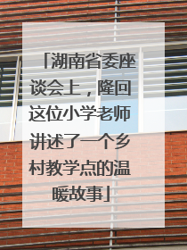 湖南省委座谈会上，隆回这位小学老师讲述了一个乡村教学点的温暖故事