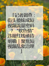 记者调查：街头撩妹成短视频流量密码？“软色情”违规红线亟待明确｜聚焦短视频乱象治理