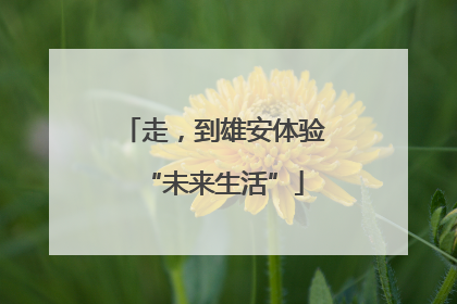 走，到雄安体验“未来生活”