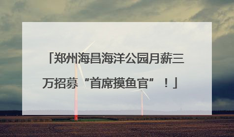 郑州海昌海洋公园月薪三万招募“首席摸鱼官”！