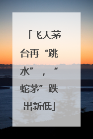 飞天茅台再“跳水”，“蛇茅”跌出新低