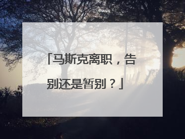马斯克离职，告别还是暂别？